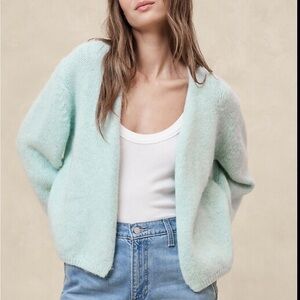 Banana Republic Wool Blend Open Front Cardigan Light Blue Green Size M